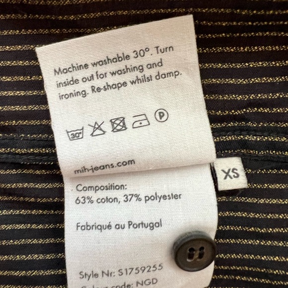 M.i.h. Jeans Women cover up long dress Shirt XS Stripe Black & Gold Pre-owned - Picture 9 of 10